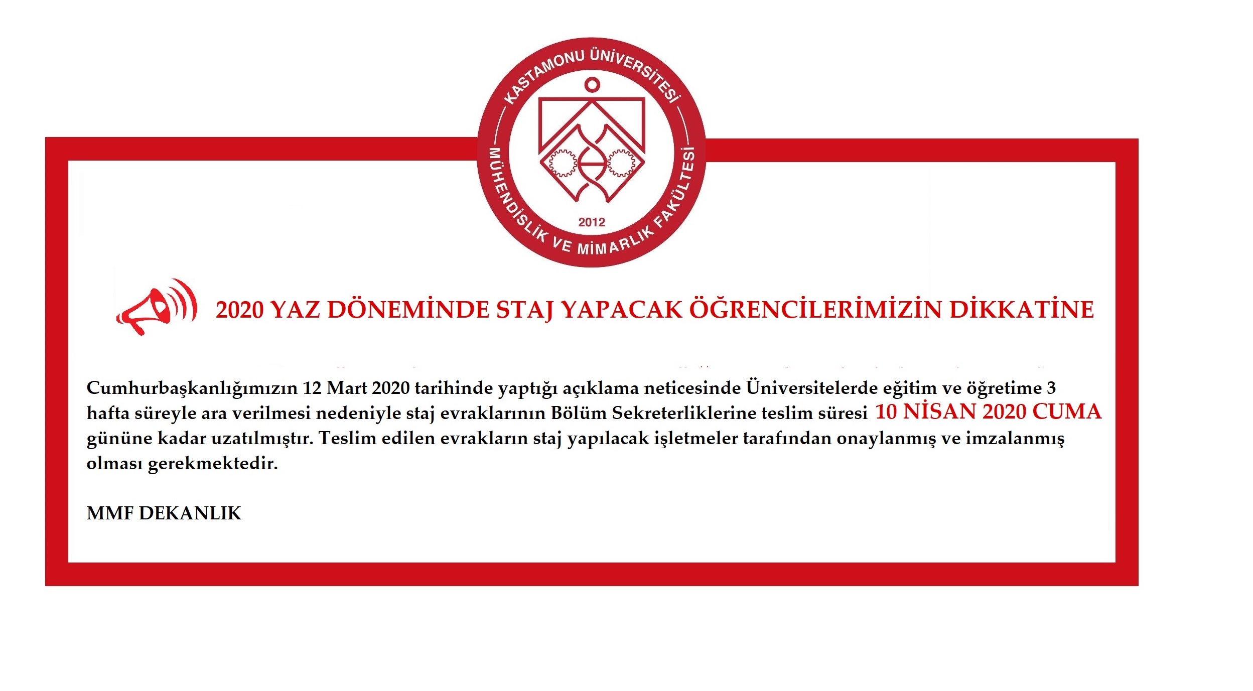 staj sure uzatimi