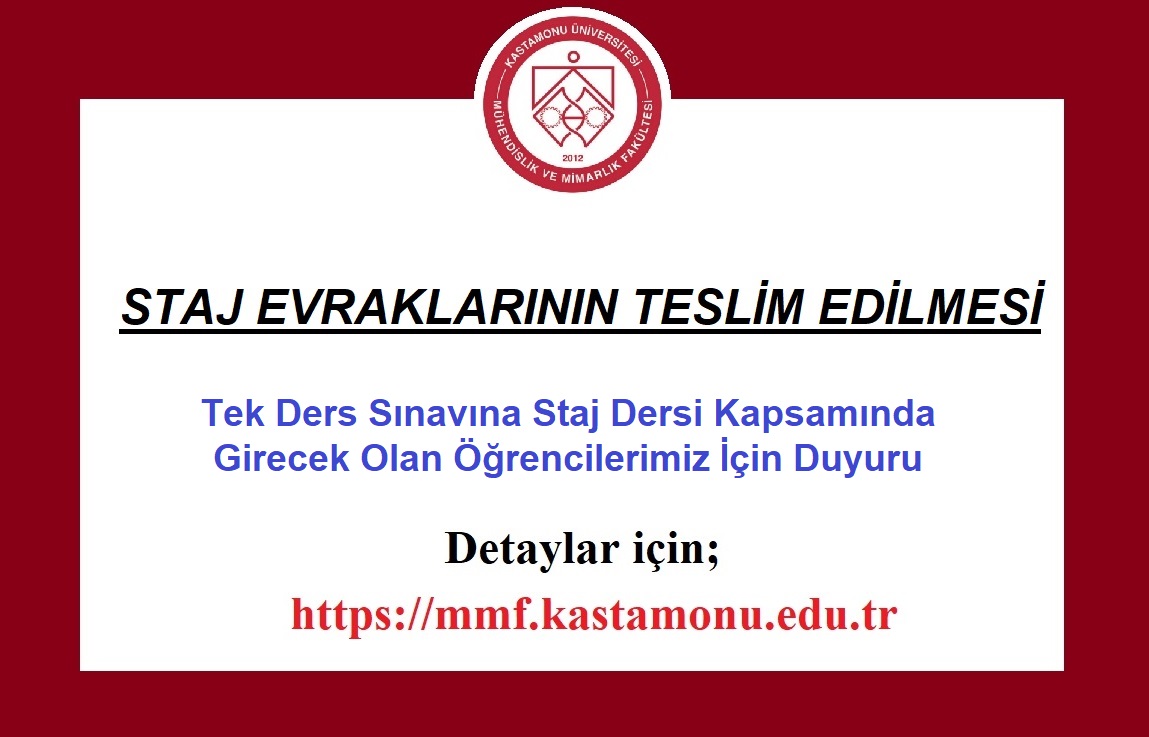 tek ders staj evrak teslim