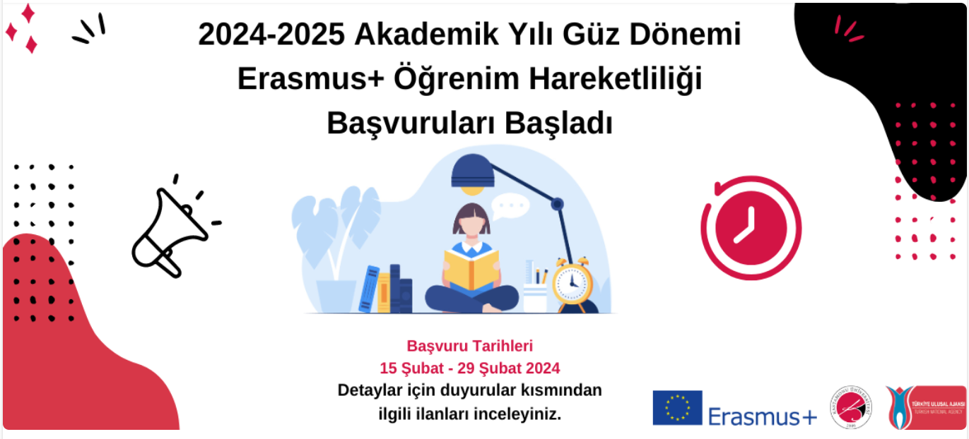 Erasmus+ KA131 Öğrenim Hareketliliği ve Staj Hareketliliği Başvuruları