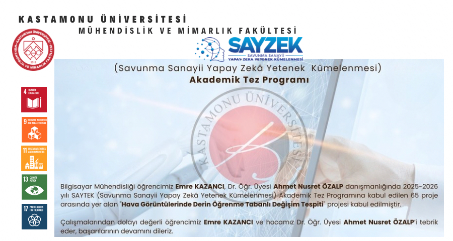 Bilgisayar Mühendisliği Öğrencimiz SAYZEK Akademik Tez Programına Kabul Edildi