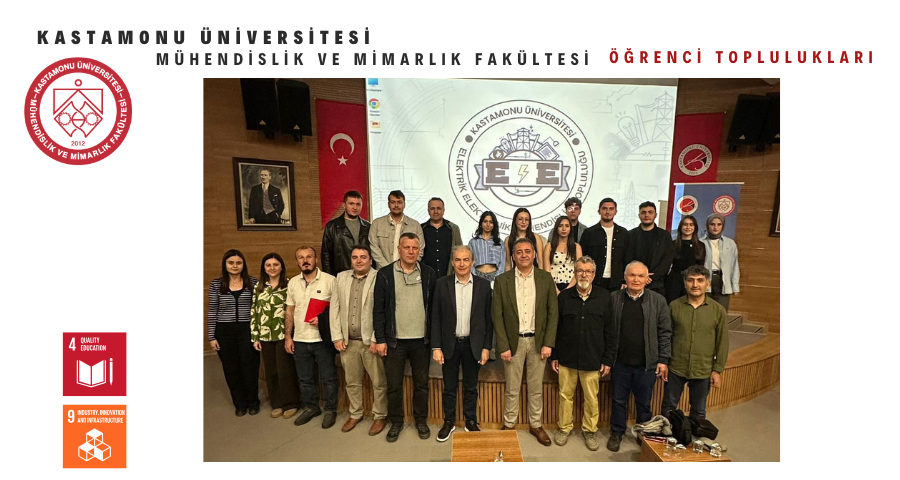 Elektrik Mühendisleri Odası Genel Başkanı Ramazan Pektaş, Elektrik Elektronik Mühendisliği Öğrenci Topluluğu tarafından düzenlenen söyleşi programına katıldı