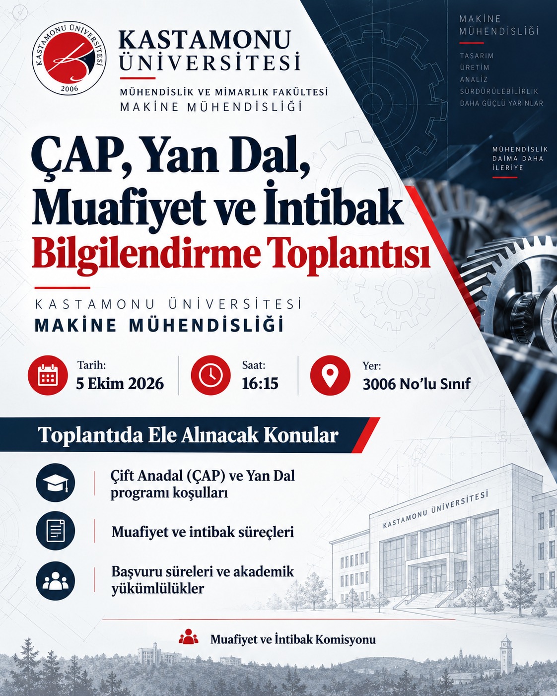 ÇAP, YAN DAL, MUAFİYET VE İNTİBAK BİLGİLENDİRME TOPLANTISI