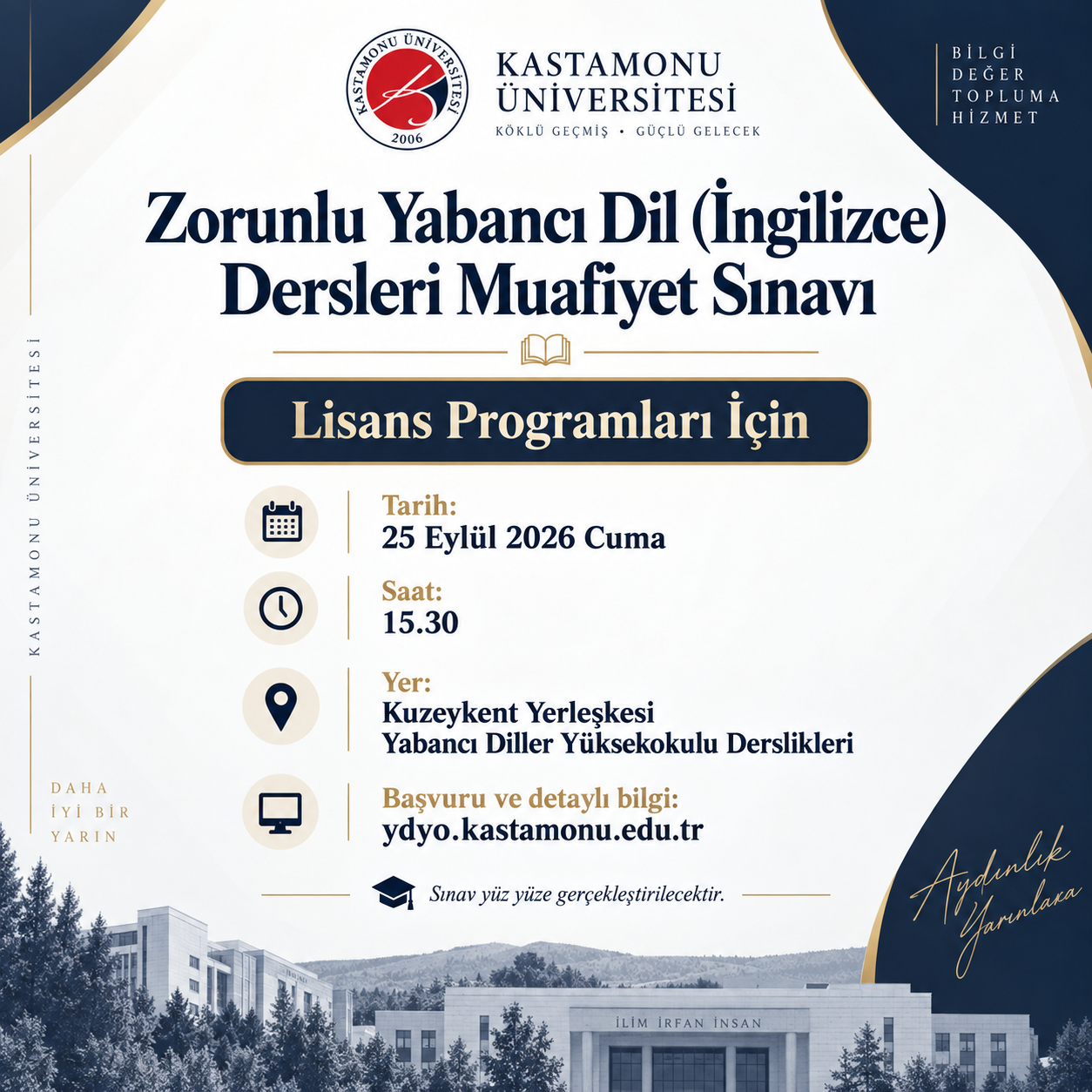 Zorunlu Yabancı Dil (İngilizce) Dersleri Muafiyet Sınavı Duyurusu